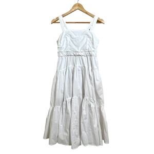 Pinch Women's White Boho Y2K Tiered Sleeveless Casual Midi Dress Size Medium